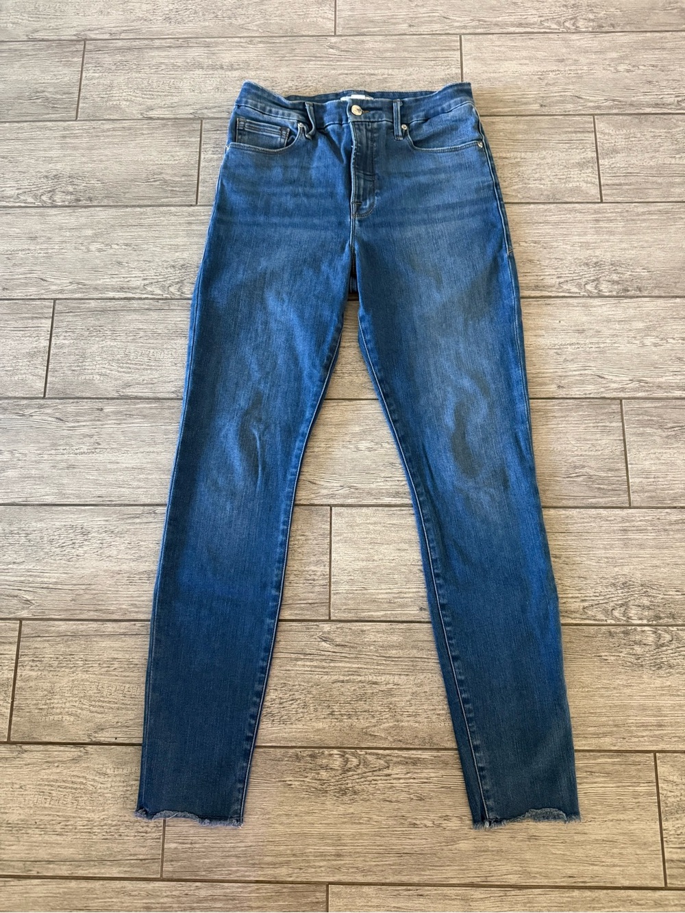 Good American Dark Blue High-Rise Skinny Jeans Excellent Condition Size 8/29